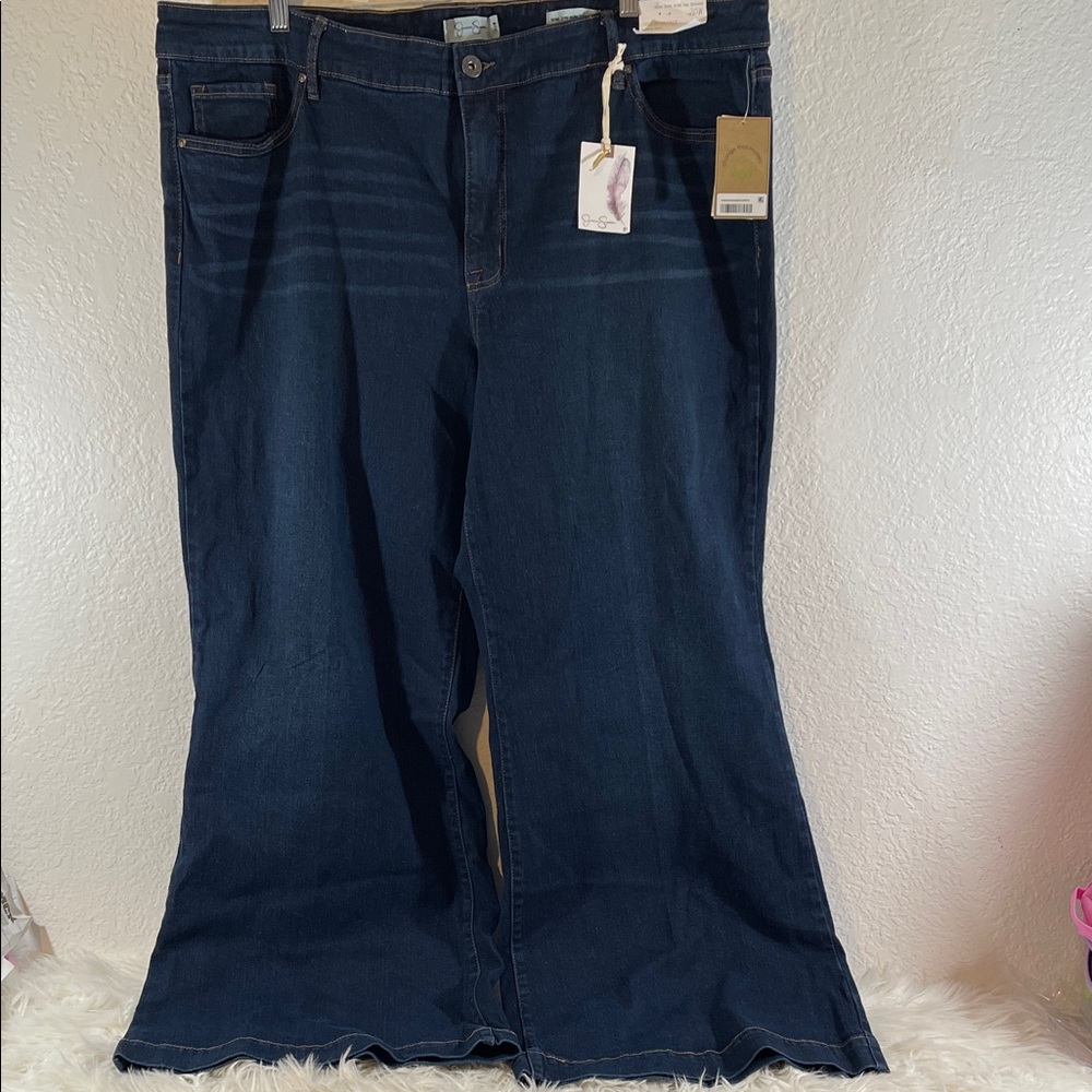 Jessica Simpson True Love Wide Leg Trouser Jeans Plus Size 20W Dark Wash NEW - Picture 3 of 15